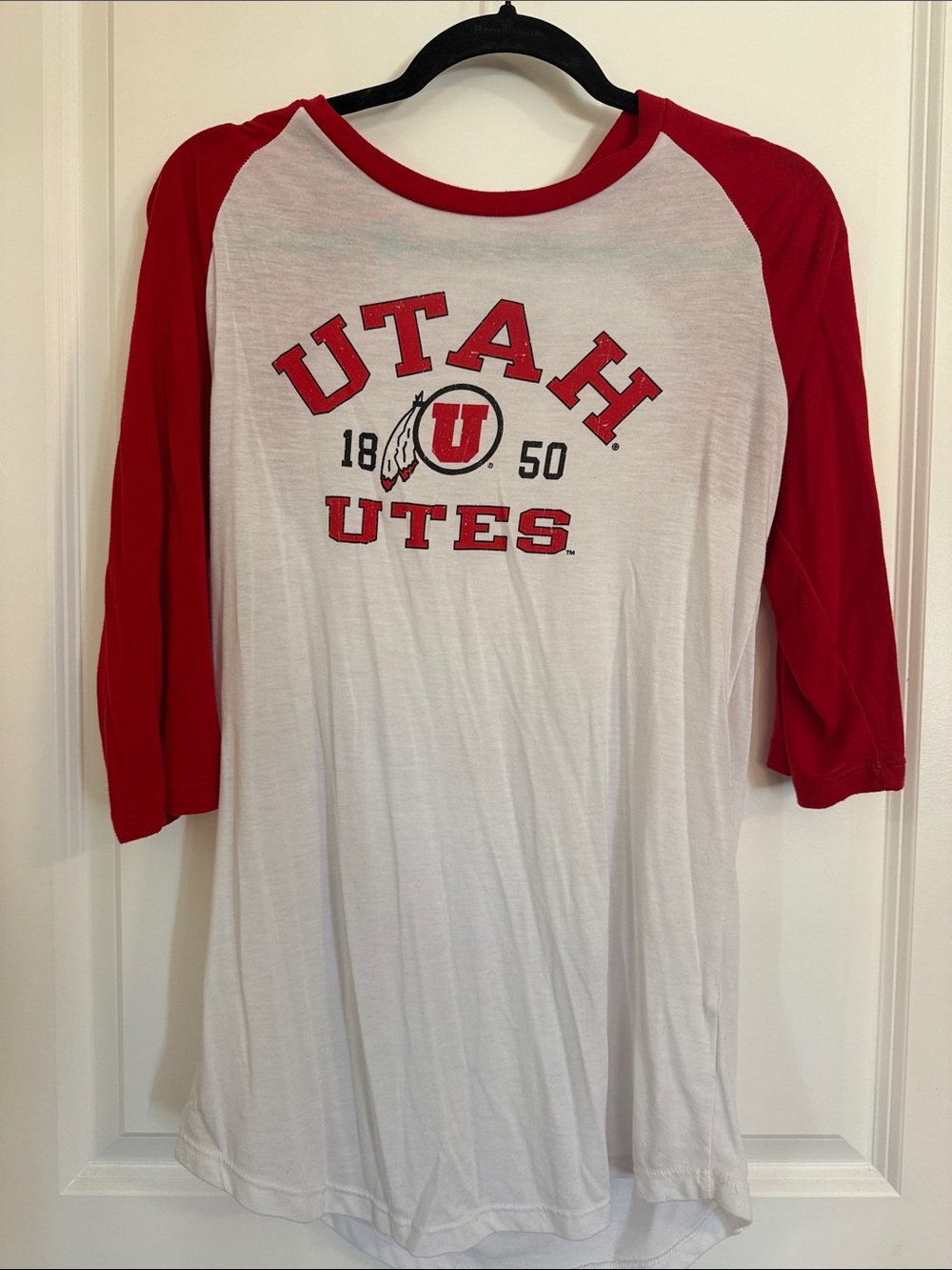 Utah Utes White & Red Raglan Tee